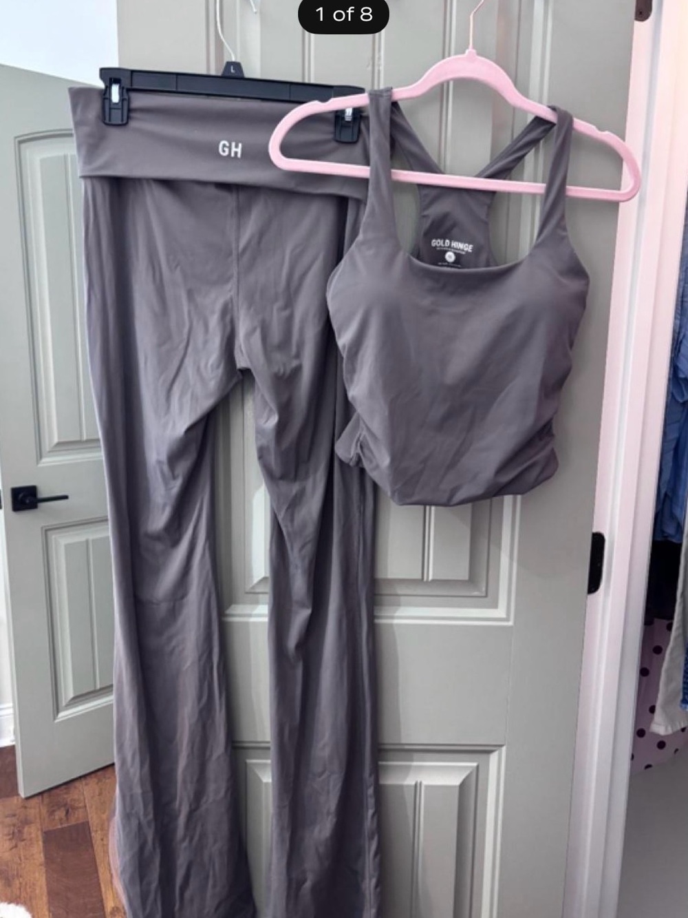 Gold Hinge Women's High-Rise Gray Leggings and Tank Set